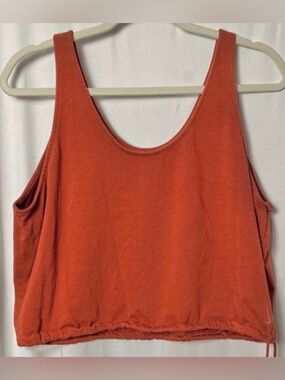 Nike Yoga Rust Cotton Crop Cinch Tank Top Size Large